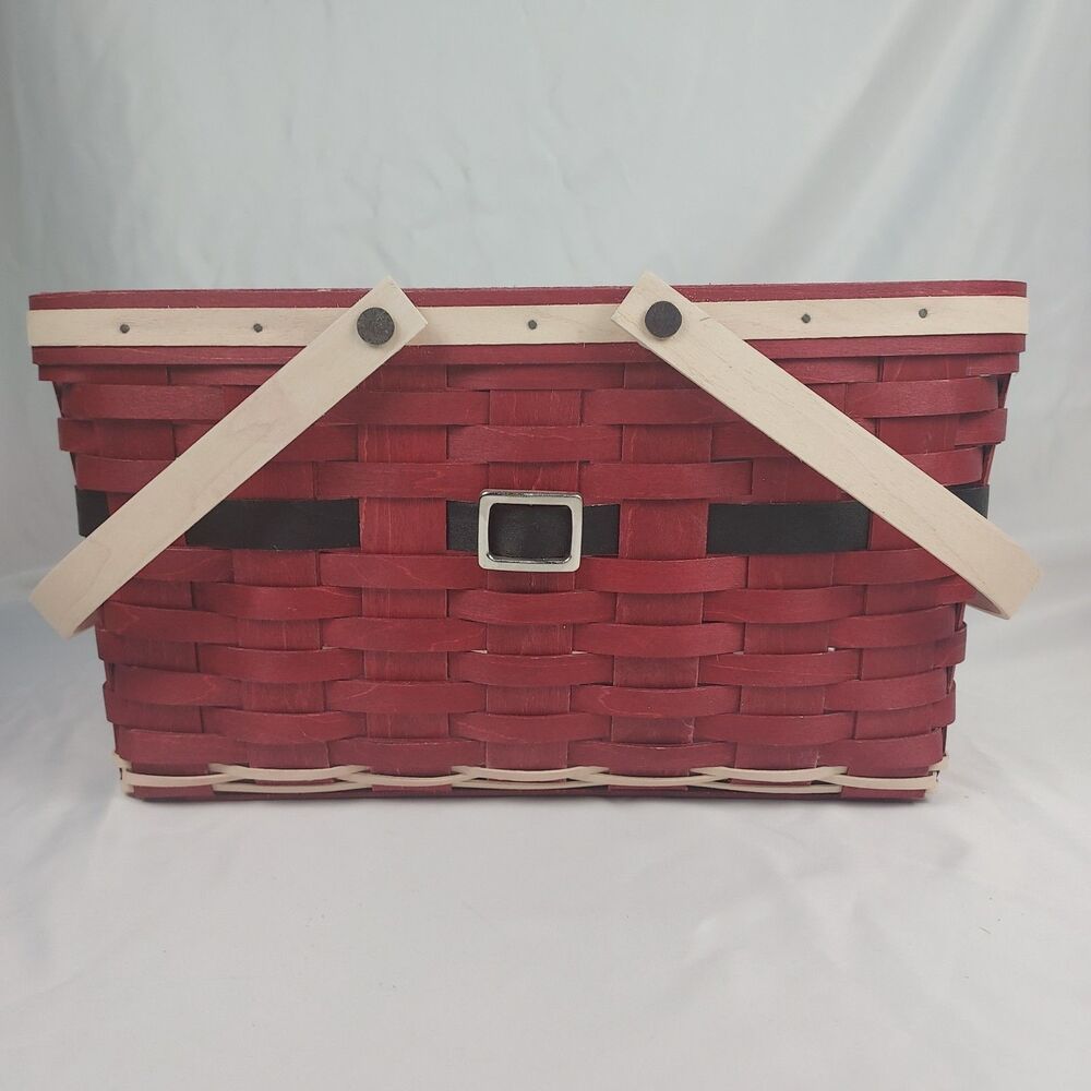 Longaberger 2010 Santa Belly Medium Market Basket Holiday Handmade USA